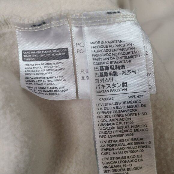 Levis Mens XL Standard Fit Hoodie Long Sleeve Hooded Sweatshirt Beige Ivory Whit - Picture 7 of 10